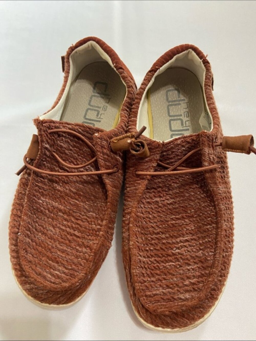 Heydude Women's Wendy Stretch Rust Brown Slip On Loafers Size 7